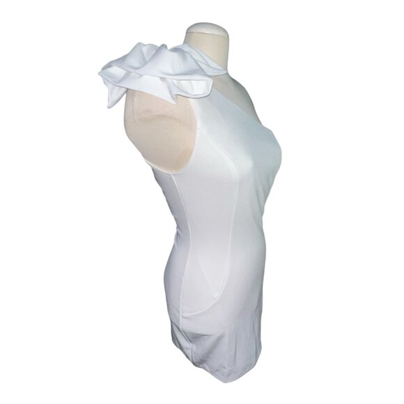 Lulus Unstoppable Stunner White Ruffled One-Shoulder Mini Dress Sz Small White - Picture 16 of 16